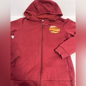 Merrell Full Zip Hoodie Sweatshirt Women’s Size S Red Fleece Graphic Logo